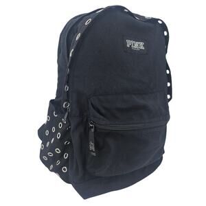 Victoria's Secret PINK Marl Campus Backpack Black Silver Grommet